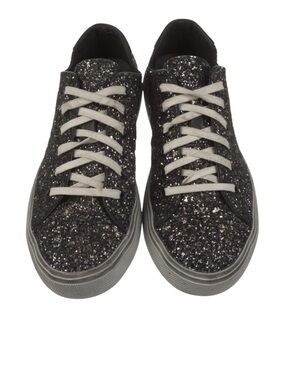 Saint Laurent Black Glitter Lace-Up Sneakers